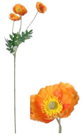 Artificial Poppy orange 59cm (Pack of 4)