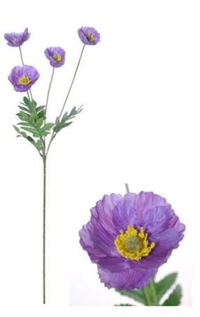 Artificial Poppy Lavender 59cm (Pack of 4)
