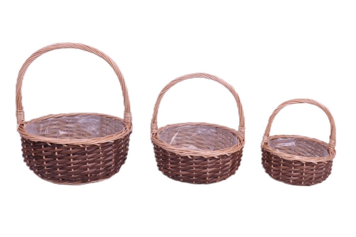 Basket Willow Two Tone Willow Round Set X3