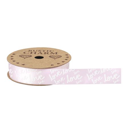 Ribbon Satin Love Pink 25mm (PACK OF 4)
