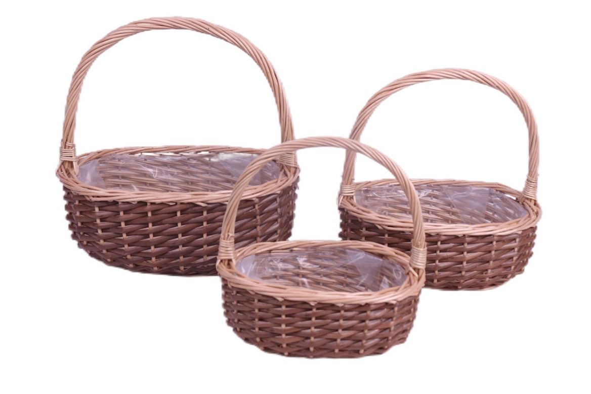 Basket Willow Two Tone Willow Oval Set X3