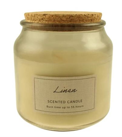 Jar Candle With Cork Lid Linen