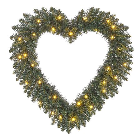 Wreath Heart L E D Green 60cm