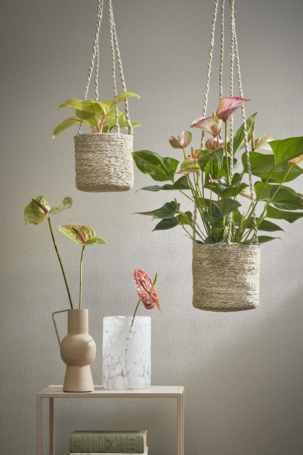 Basket Hanging Atlantic Cream Set Of 2