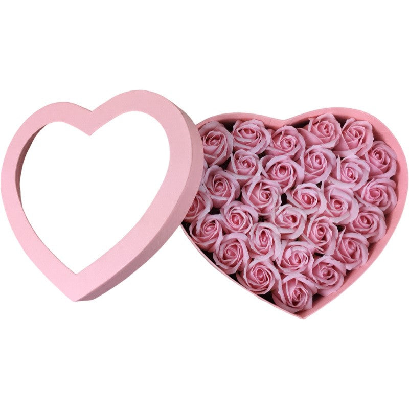 Artificial Heart Rose Box Pink 27x24x11.5cm