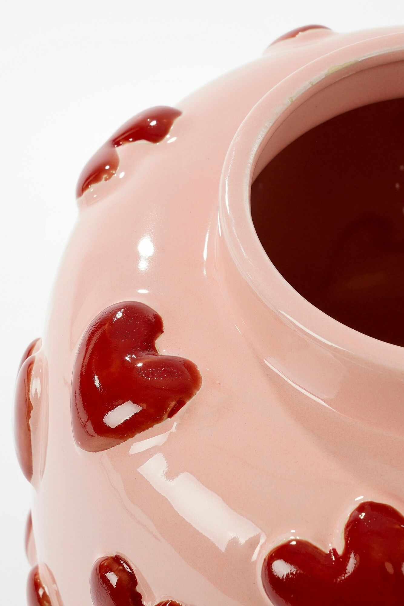 Ceramic Vase Hearts Pink 28x28cm
