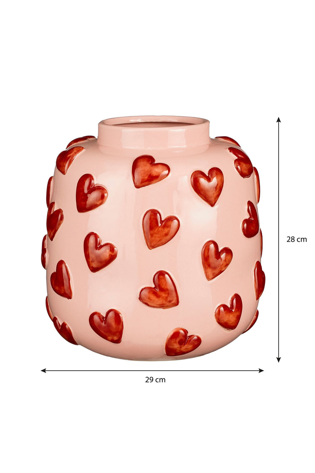 Ceramic Vase Hearts Pink 28x28cm