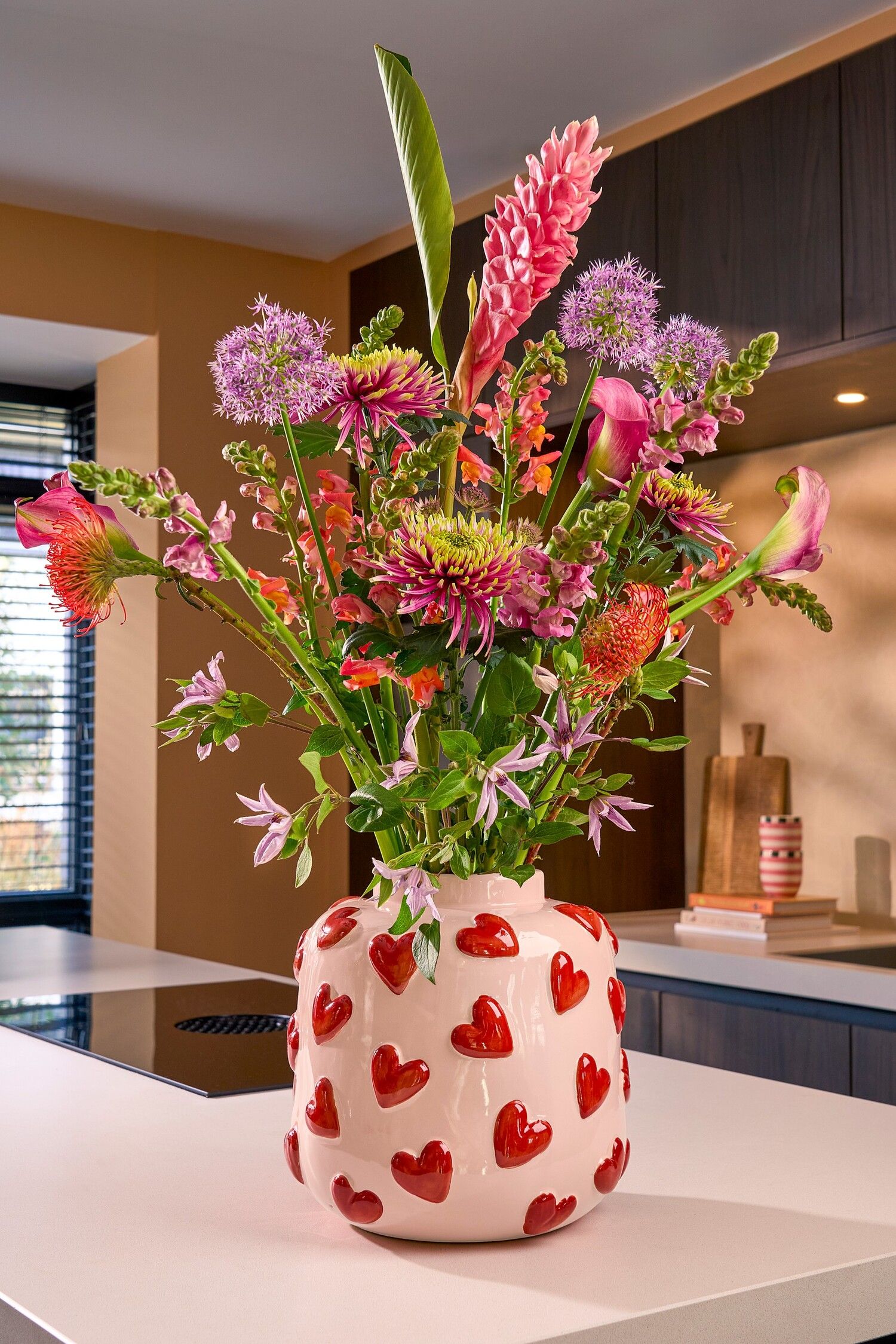 Ceramic Vase Hearts Pink 28x28cm